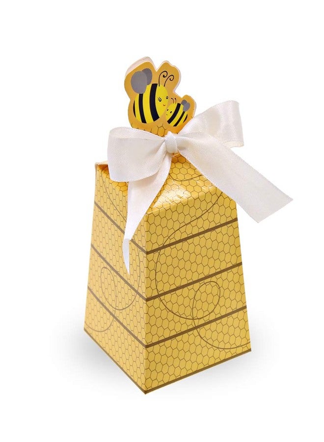 SumDirect Paper Beehive Gift Boxes - Bumble Bee Candy Boxes with Ribbons, 50PCS Baby Shower Wedding Favor Beehive Decorations - Image 1
